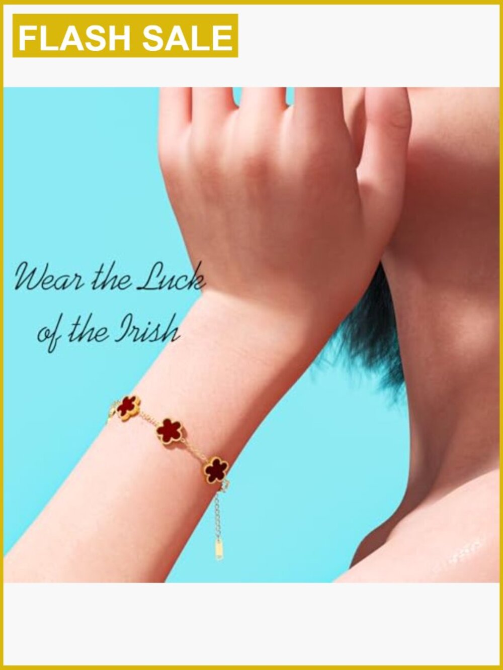18K Gold Plated Clover Bracelet Set Lucky Flower Leaf Bracelets Trendy Jewelry - Picture 6 of 7